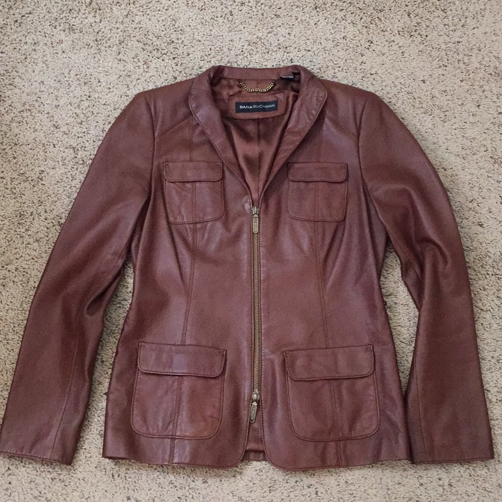 Dana Buchman “Coffee Bean” Leather Jacket - Picture 5 of 11